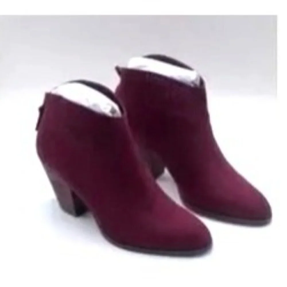 Violet & Red Women's Jackson Lazer Cut Topline Bootie Burgundy Size 10 NWT